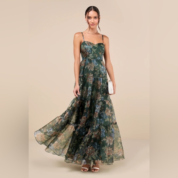 Lulus Dresses & Skirts - Lulu's Green Floral Maxi Dress